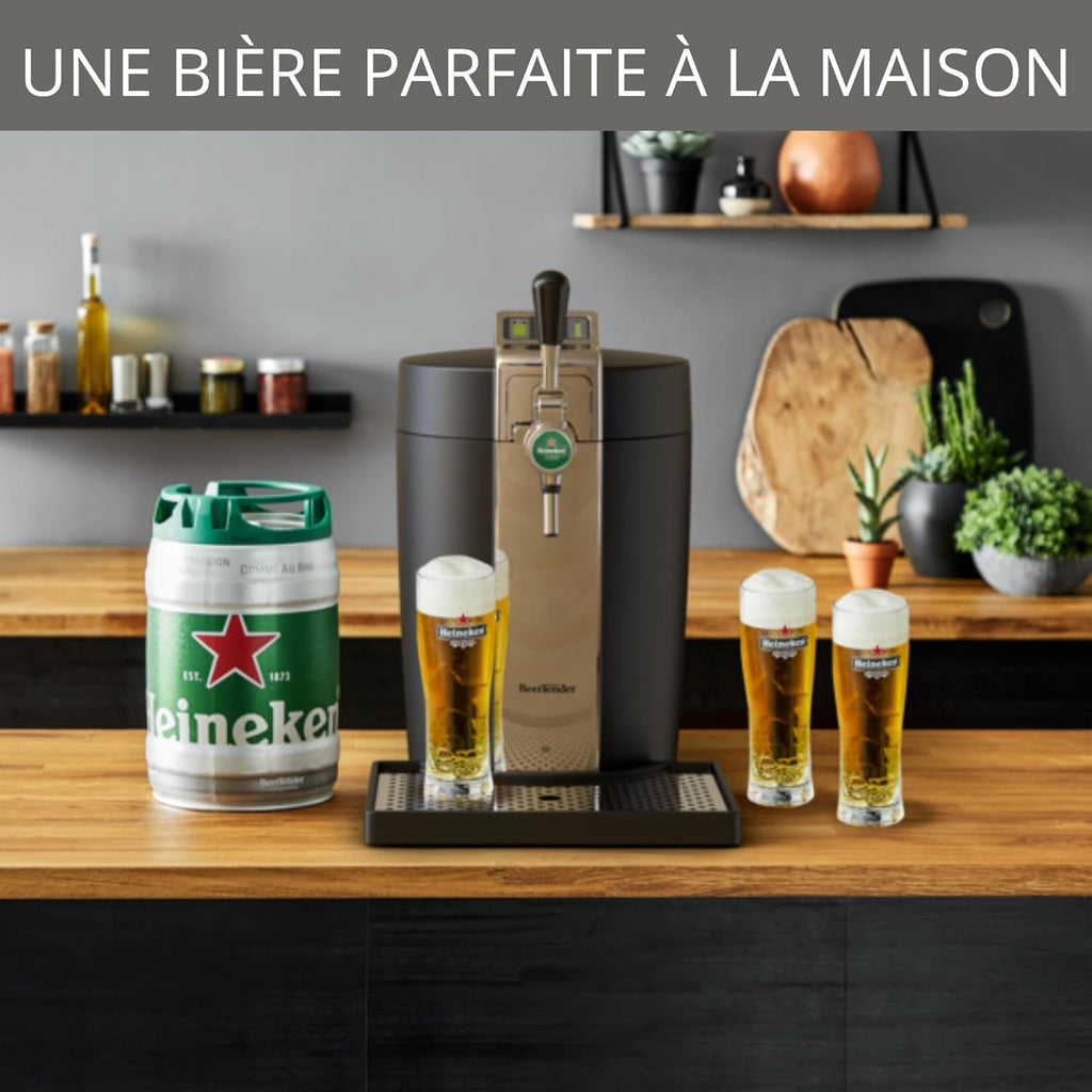 BEERTENDER Machine à bière pression, Compatible avec les fûts de 5 L, Tireuse à bière, Pompe à bière, Indicateur température, Indicateur volume restant VB700800