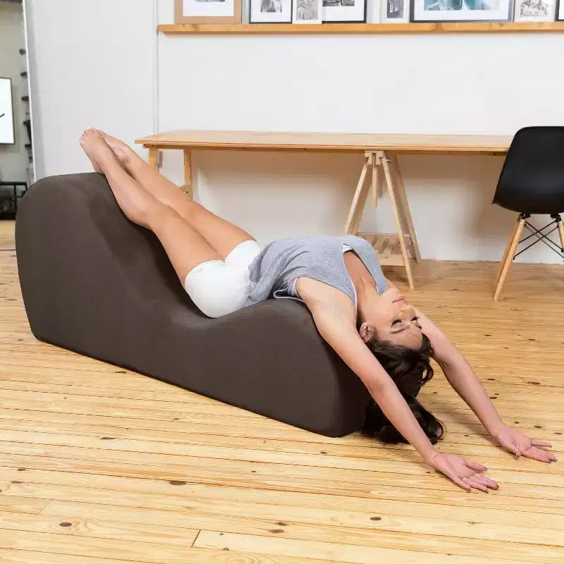 Avana Sleek Chaise Lounge for Yoga - Made in The USA - Great for Stretching, Relaxation, Exercise & More, 60D x 18W x 26H Inch, Light Grey
