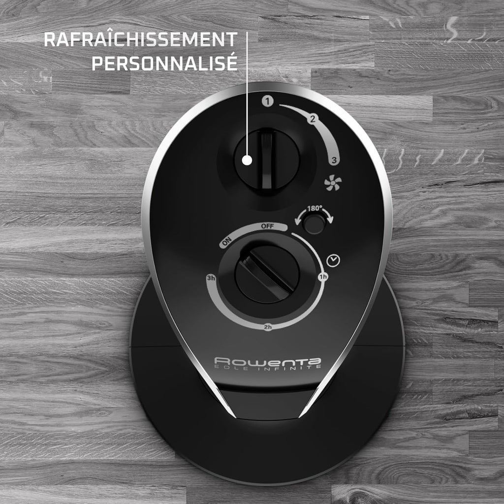 Rowenta Eole Infinite Ventilateur colonne, Rafraîchissement puissant & silencieux, Écoénergétique, Oscillation à 180°, 3 vitesses, Minuteur VU6620F2