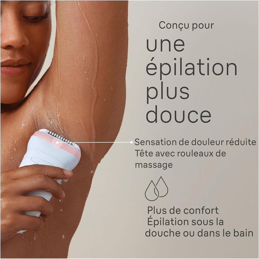 Braun Silk-épil 7, Épilateur Avec Tête Large Pour Épilation Facile, Étanche, Peau Douce Longue Durée, 7-000, Blanc/Rose