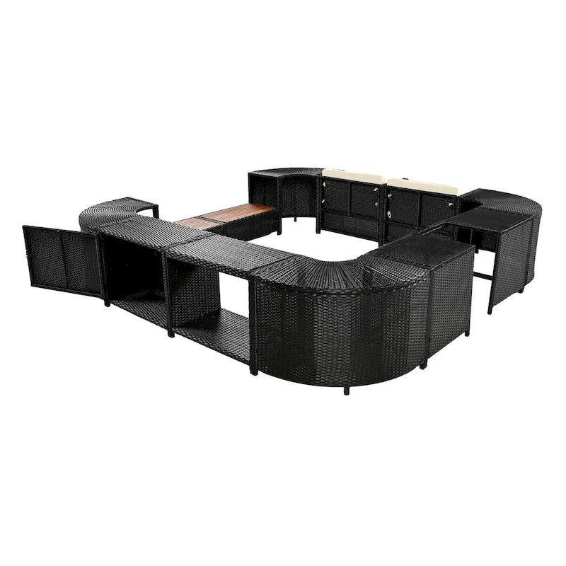 Spa Surround Spa Frame Quadrilateral Outdoor Rattan Sectional Sofa Set