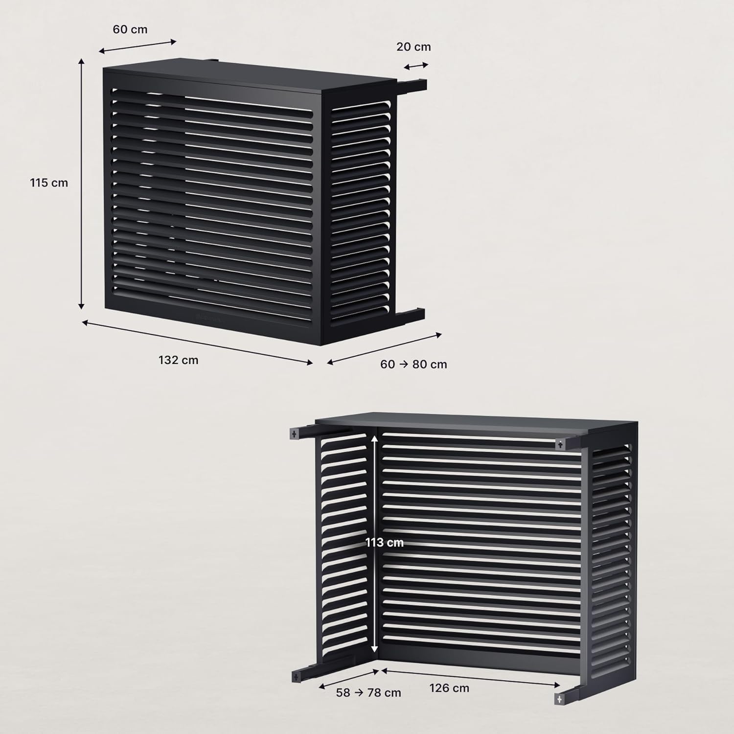 Cache Clim & Pompe à chaleur, XL - 126 x 56 x 113 cm Protège des intempéries, des nuisibles et des chocs Assure une excellente circulation de l’air Design discret et épuré Chêne