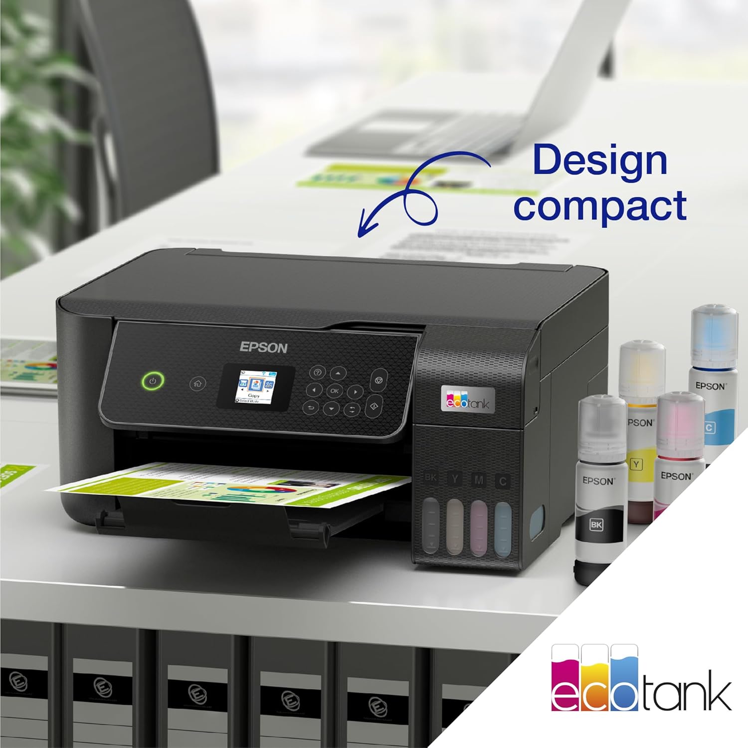 EcoTank Imprimante sans Fil ET-2870 | Réservoirs d'encre Haute capacité - Économisez jusqu'à 90% sur Les coûts d'encre - Impression Mobile, Copie, numérisation - 3 Ans d'encre Inclus