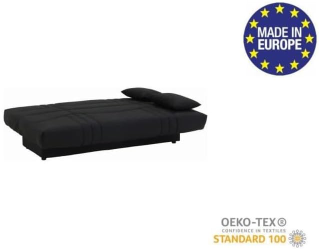 Générique Dream Banquette clic clac 3 Places - Tissu 100% Coton - Noir - Contemporain - L 190 x P 92 cm