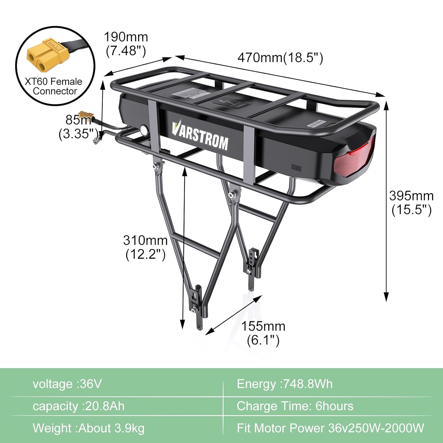 BAFANG 500W 36V BBS02B Kit de Conversion pour Vélo Électrique avec 20Ah Batterie et VD618 Afficheur, Moteur Central G340 pour Vélos de Montagne avec Boîtier de Pédalier BB68mm