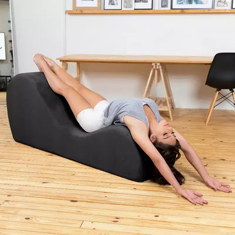 Avana Sleek Chaise Lounge for Yoga - Made in The USA - Great for Stretching, Relaxation, Exercise & More, 60D x 18W x 26H Inch, Light Grey