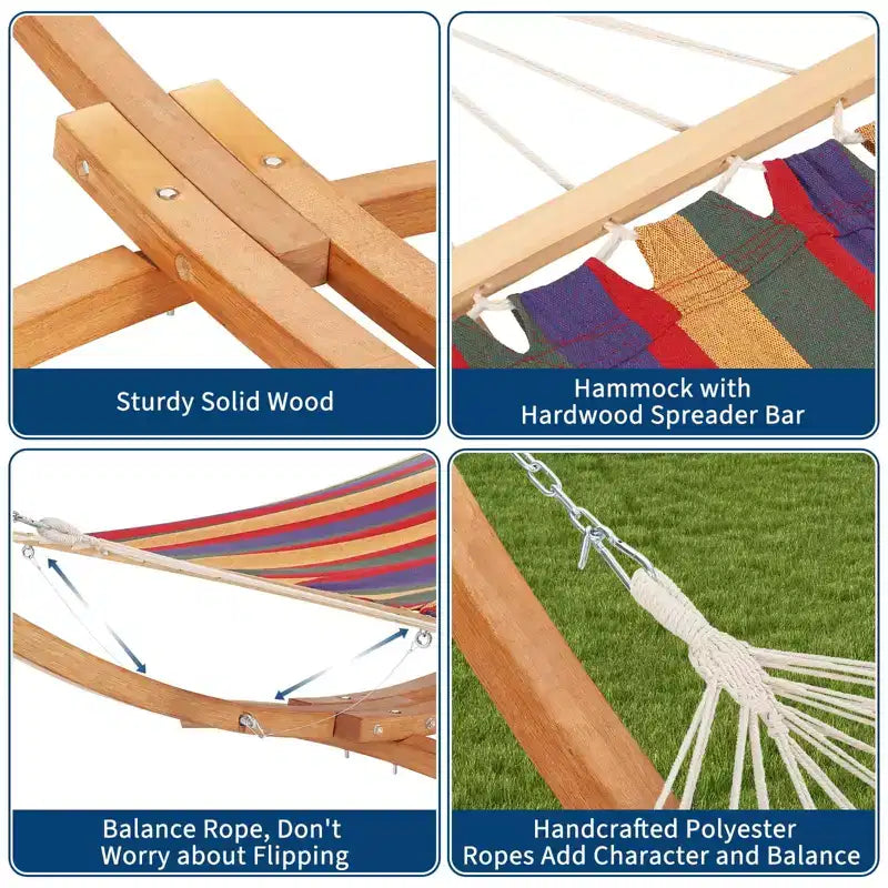 Hammock Stand, Heavy Duty Wood Outdoor Weatherproof Universal Stand - 475 Lbs Curved for Patio, Backyard, Indoor