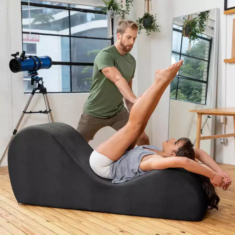 Avana Sleek Chaise Lounge for Yoga - Made in The USA - Great for Stretching, Relaxation, Exercise & More, 60D x 18W x 26H Inch, Light Grey