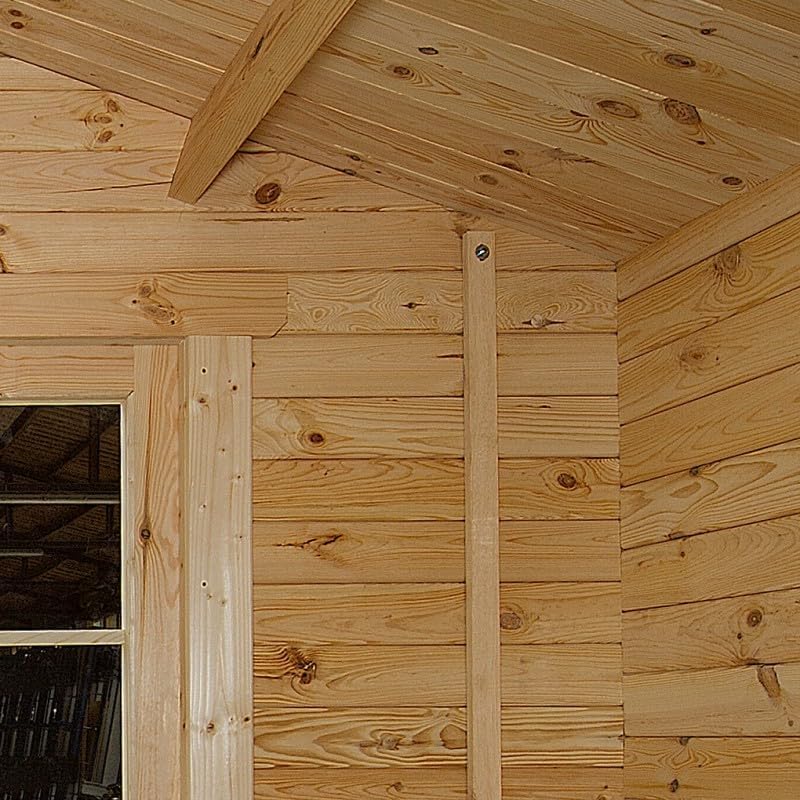 Gardy Shelter Abri de Jardin Bois Massif 9m² | Épaisseur 40mm, Marron, Toit Voliges 20mm | Rangement Extérieur avec Vitrage Verre 4mm et Portes Menuisières | Système Anti-Tempête Inclus