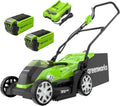 Greenworks 40V Tondeuse à Gazon Sans Fil pour Pelouses Jusqu'à 400m², Largeur de Coupe de 35 cm, Sac de 40L, INCLUS Deux Batteries 40V 2Ah et Un Chargeur, Garantie 3 Ans-G40LM35K2X
