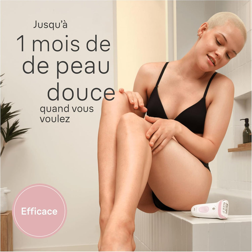 Braun Silk-épil 7, Épilateur Avec Tête Large Pour Épilation Facile, Étanche, Peau Douce Longue Durée, 7-000, Blanc/Rose