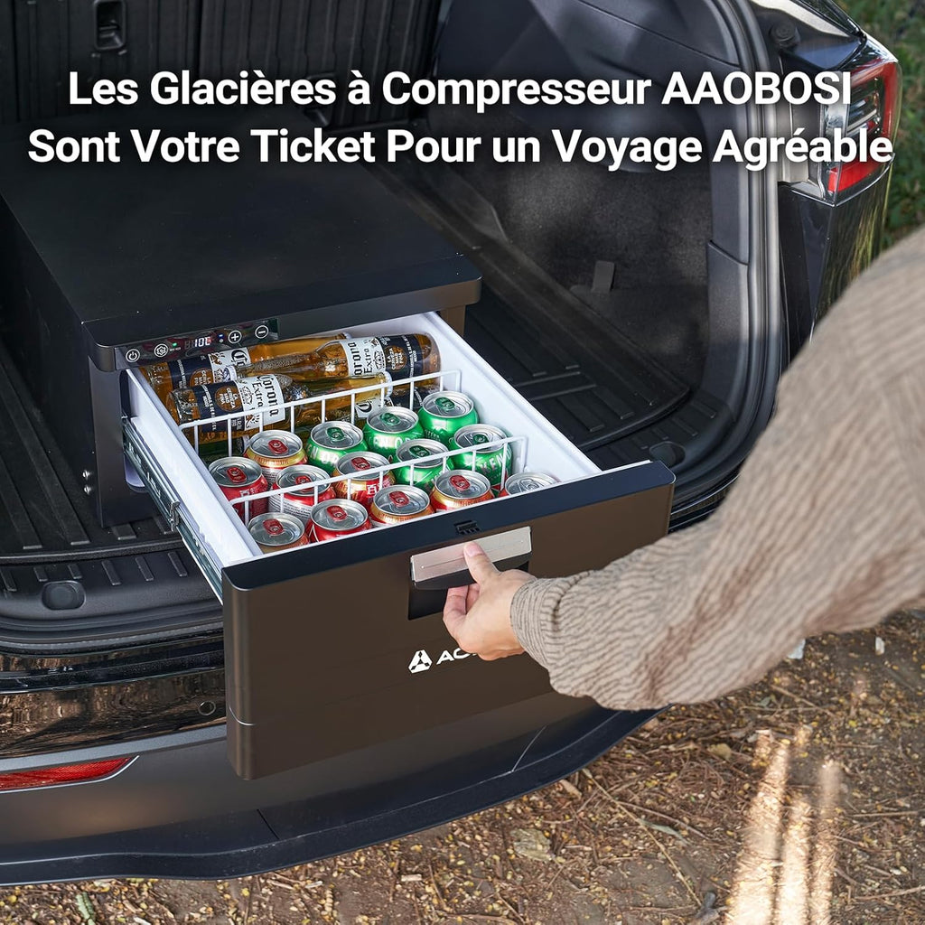 AAOBOSI 31L Tiroir Glaciere Electrique, Frigo Voiture avec APP, Réfrigérateur pour Camping-Car 12V/24V, -20℃ à 20℃ Glaciere a Compression pour Voiture, Camions, Caravanes, Bateaux, Camping et Voyages