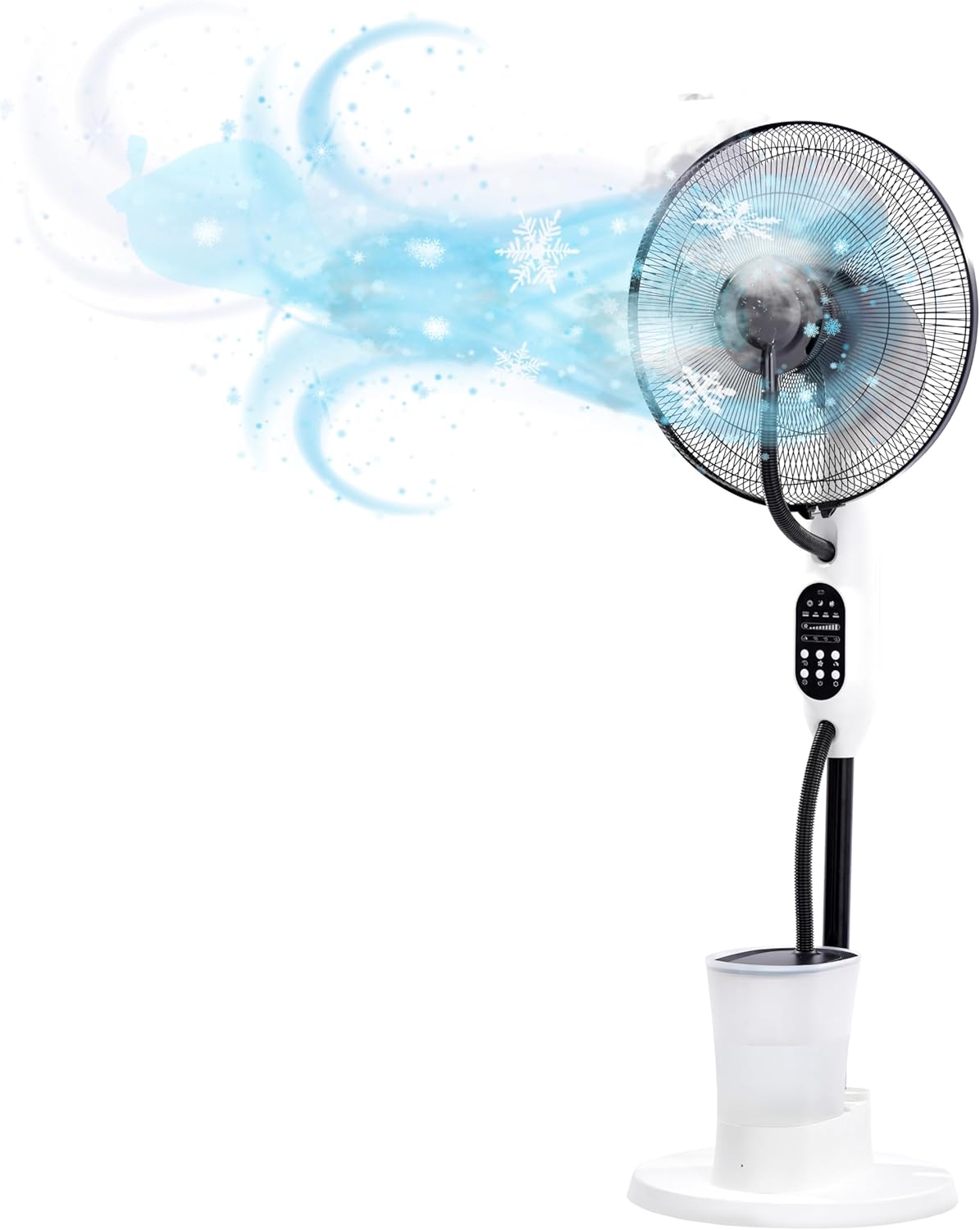 O'FRESH Ventilateur brumisateur sur Pied 125 cm – Puissant & Silencieux – Oscillation Automatique – 3 Vitesses – Intérieur – Idéal Maison, Bureaun Chambre - Rafraichit instantanémant