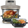 Ninja CRISPi PRO XL, Friteuse sans huile en verre, 5 modes de cuisson prédéfinis, avec contenants en verre CleanCrisp de 5,7 l et 2,3 l, couvercles de rangement, Stone/Or AS090EUSD