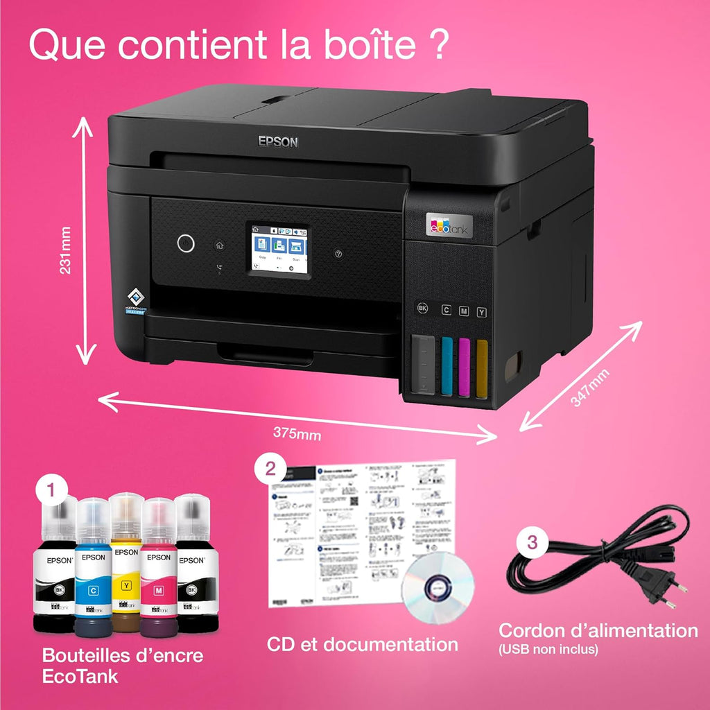 Imprimante multifonction A4 Wi-Fi EcoTank ET-4850 équipée de réservoirs d'encre, avec jusqu'à 3 ans d'encre inclus