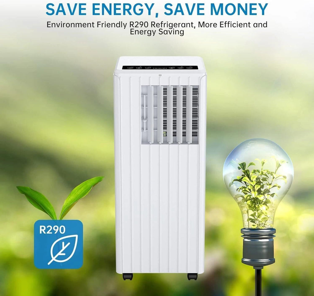 Climatiseur Mobile 7000 BTU 2,05 kW, 3-en-1 : Froid, Déshumidificateur 36L/jour, Ventilateur, Mode Nuit, Minuterie 24h, Télécommande, pour Pièces jusqu'à 28m², Kit d'évacuation pour fenêtre inclus