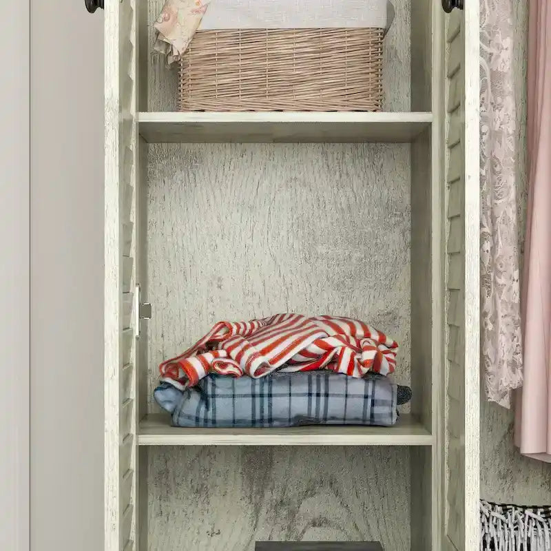 Wardrobe Armoire Closet 59W Large Freestanding Wardrobe Cabinet White