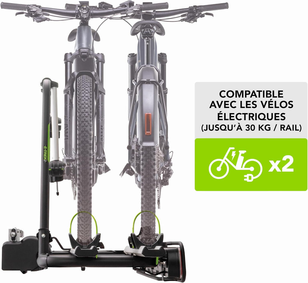 GO BIKER Porte-Vélo sur Attelage - Modèles 2 à 4 Vélos - Gamme Complète Boule de Remorque - Supporte 15 et 30 kg/Rail - Châssis Acier/Aluminium - Tous Types de Vélos - Antivol - E-Bike (E-Trek)