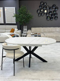 Table NOVA extensible en céramique blanche finition marbre gris – Haute Résistance
