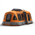 Tente de camping 5x3,5x2,2 mètres en polyester 6 personnes – Orange/Gris – Système de panneaux solaires