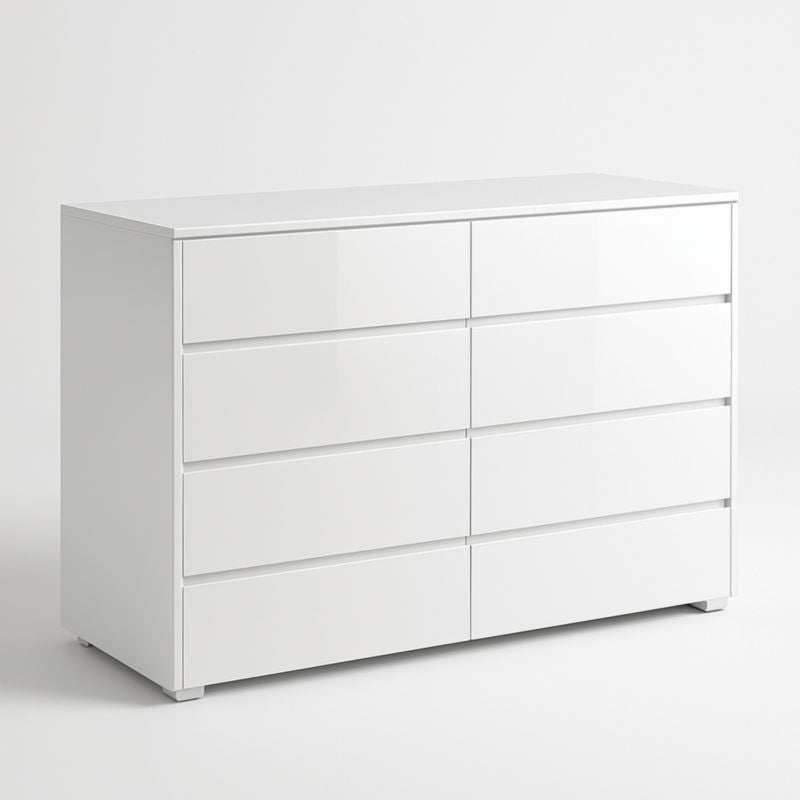 Commode 8 tiroirs Blanc MDF Laqué 120x40x76 cm