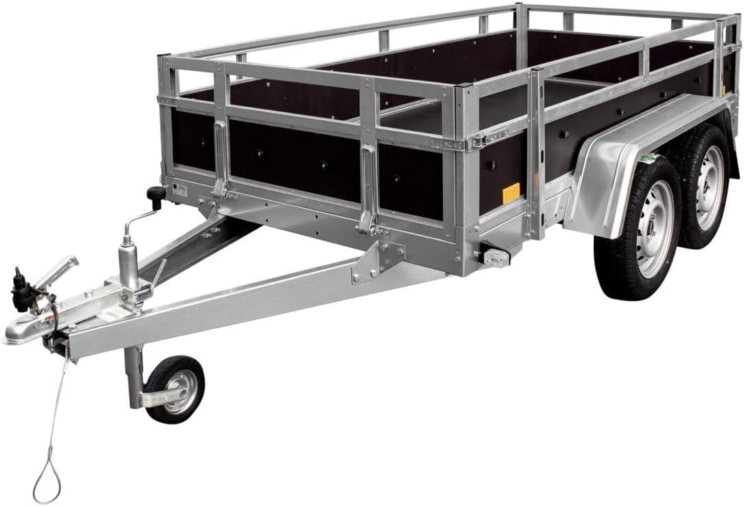 Tema Wood Remorque Double essieux basculante Caisse contreplaqué châssis Acier 263x125 cm