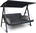 ANGERER Balancelle de Jardin Lounge Smart 3 Places, Acier Galvanisé, Toit Réglable, Position Assise et Allongée Réglable, avec Coussins et Textilène, pour Extérieur Smart Gris