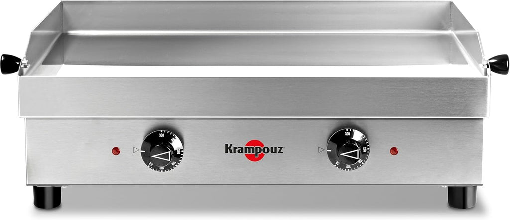 KRAMPOUZ Plancha Électrique SAMBA - Plaque de Cuisson en Inox 54 x 33 cm - 2500 Watts - 2 Zones de Cuisson - 2 Thermostats jusqu'à 300 °C - Nettoyage Facile - Fabriquée en France - Réf PFSB2AA-KR
