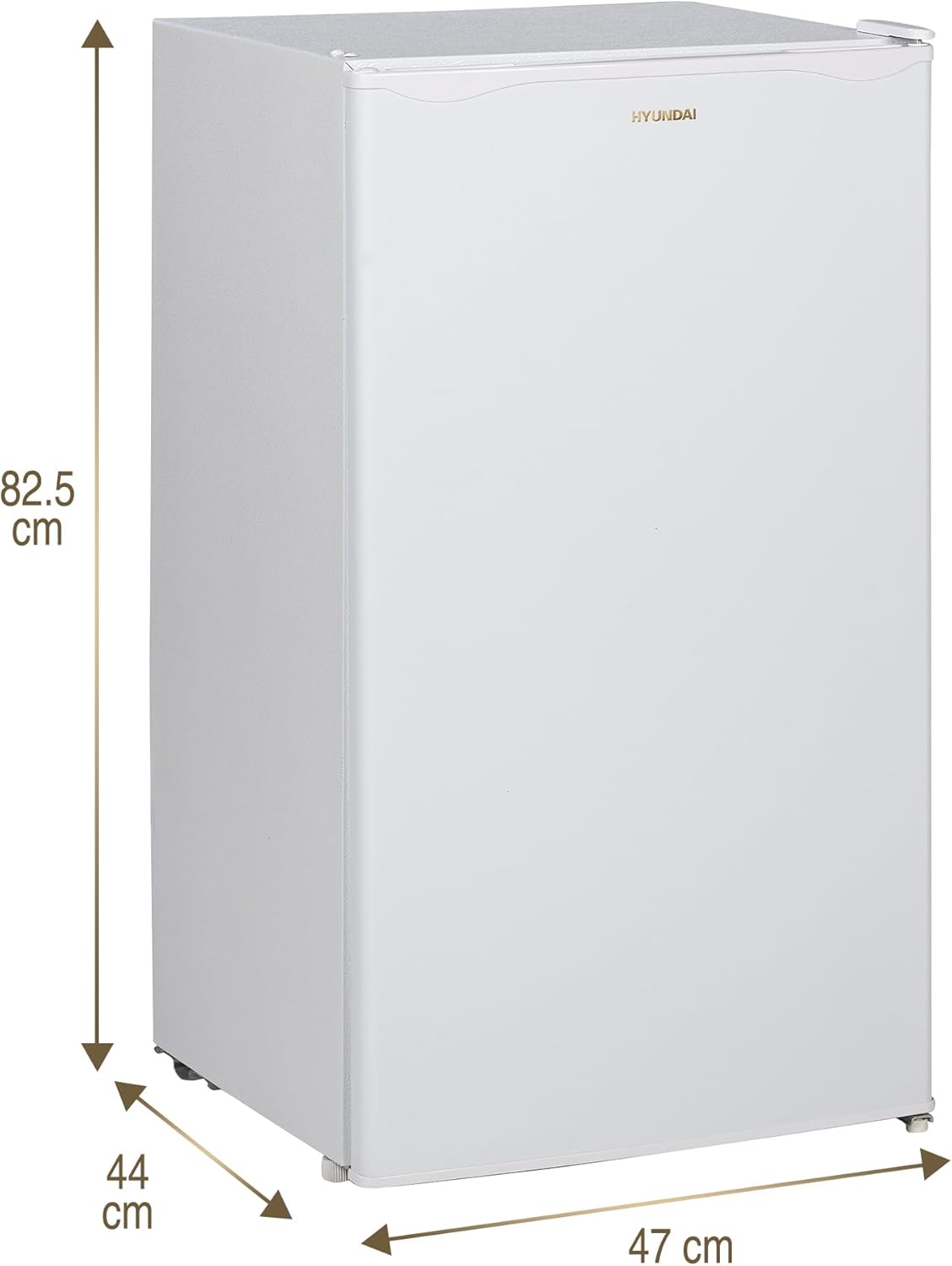 HYUNDAI Réfrigérateur Table Top 90 L Keep Fresh, Compact avec Freezer, Porte Réversible, 2 Clayettes Verre, Bac à Légumes, 41 dB (Blanc)