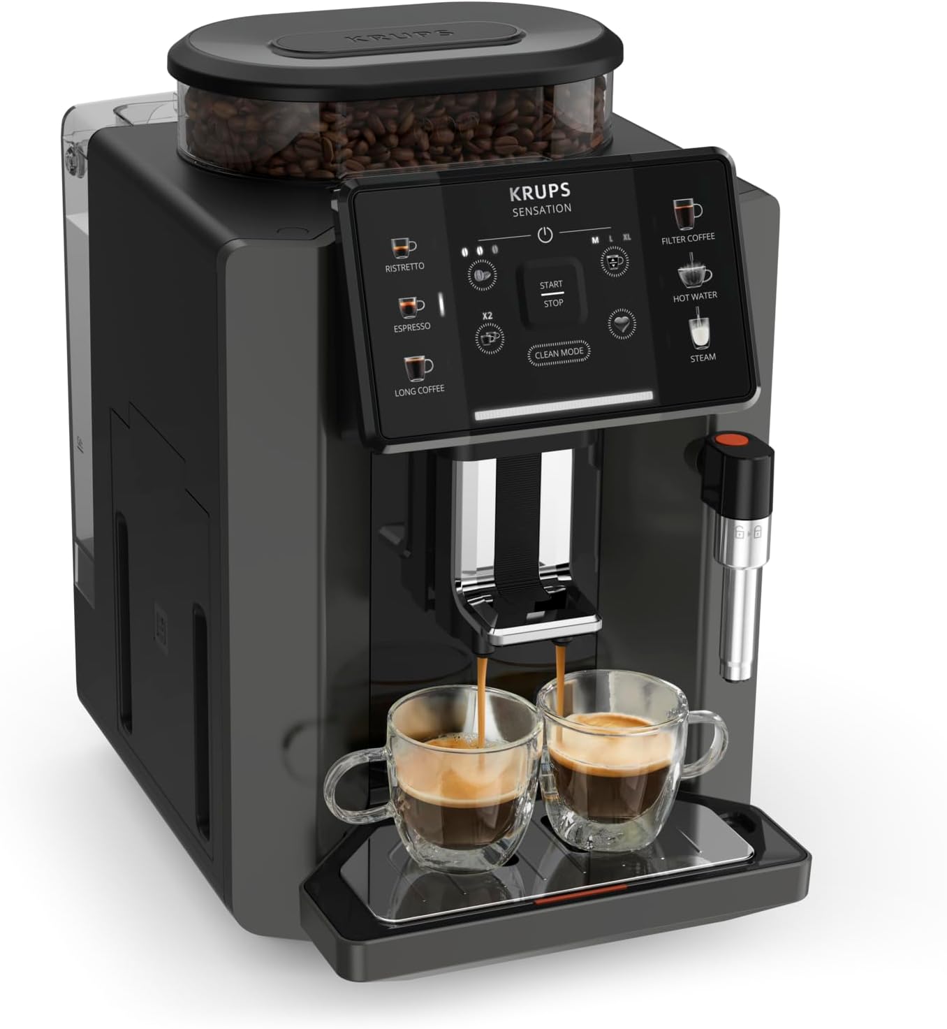 Sensation C50,Machine à café grains,5 Boissons en accès direct,Interface tactile couleur,Facile à utiliser,Nettoyage sans effort,Buse manuelle Cappuccino,Fabriqué en France EA910810 -