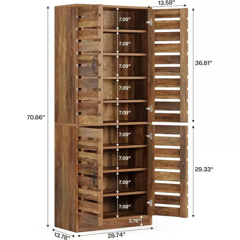 Lantine 70.8 Tall Shoe Cabinet with Shutter Doors, 9-Tier 27 Pairs Vertical Shoe Storage Cabinet