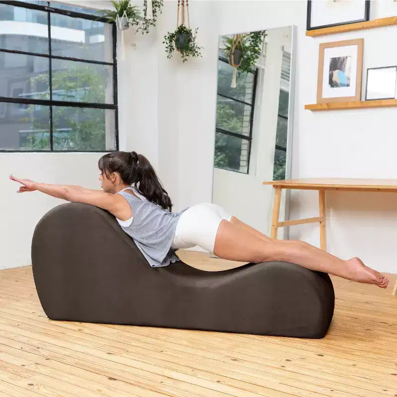 Avana Sleek Chaise Lounge for Yoga - Made in The USA - Great for Stretching, Relaxation, Exercise & More, 60D x 18W x 26H Inch, Light Grey