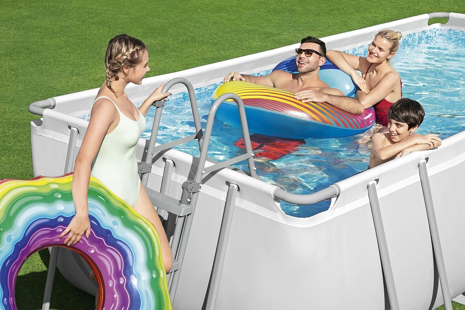 Bestway Ensemble de piscine rectangulaire Power Steel 404x201x100 cm