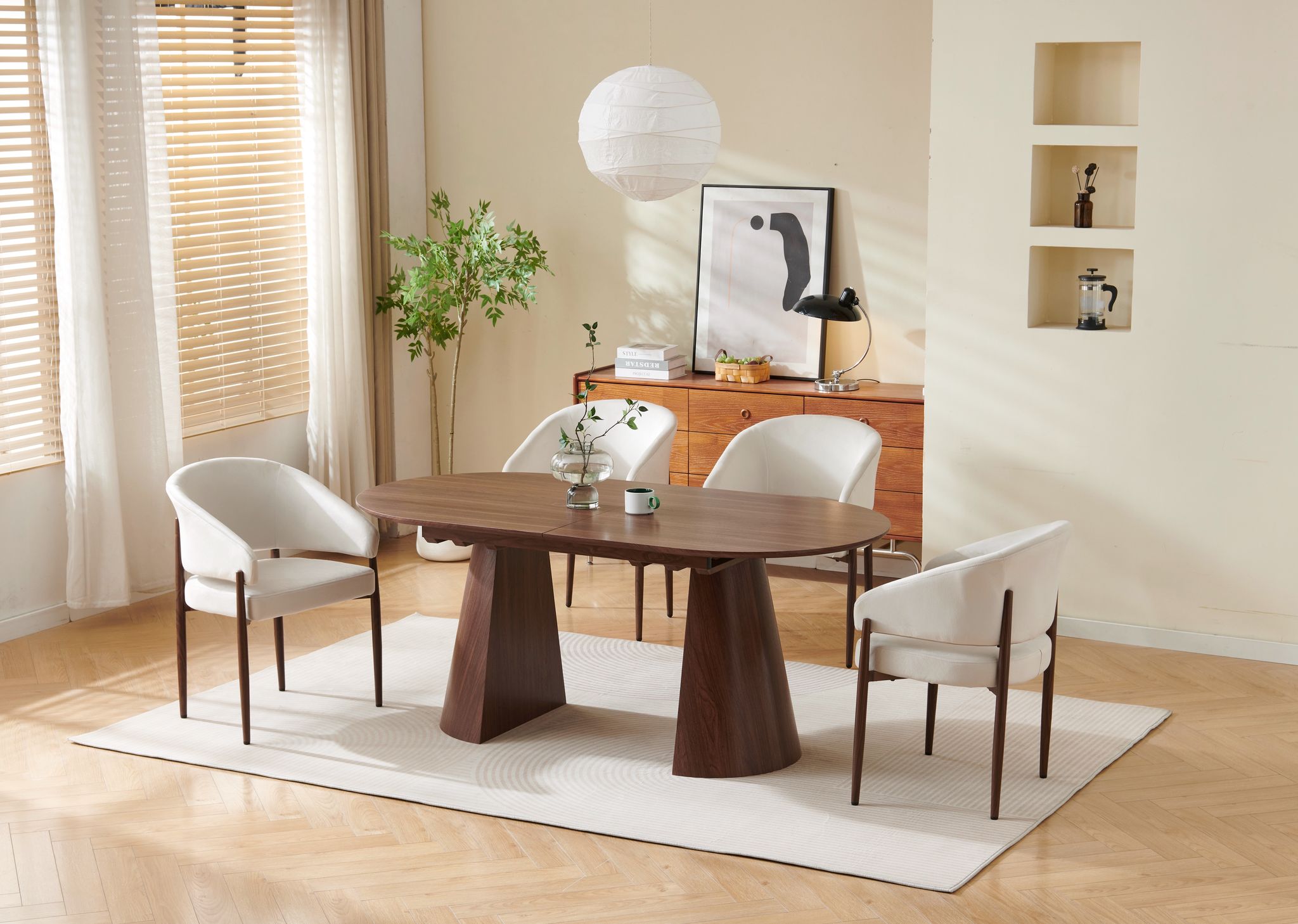 Table à manger extensible Anastasia Noyer 180-220 cm