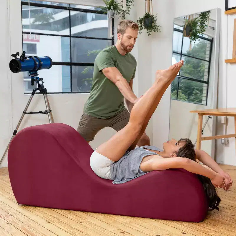 Avana Sleek Chaise Lounge for Yoga - Made in The USA - Great for Stretching, Relaxation, Exercise & More, 60D x 18W x 26H Inch, Light Grey