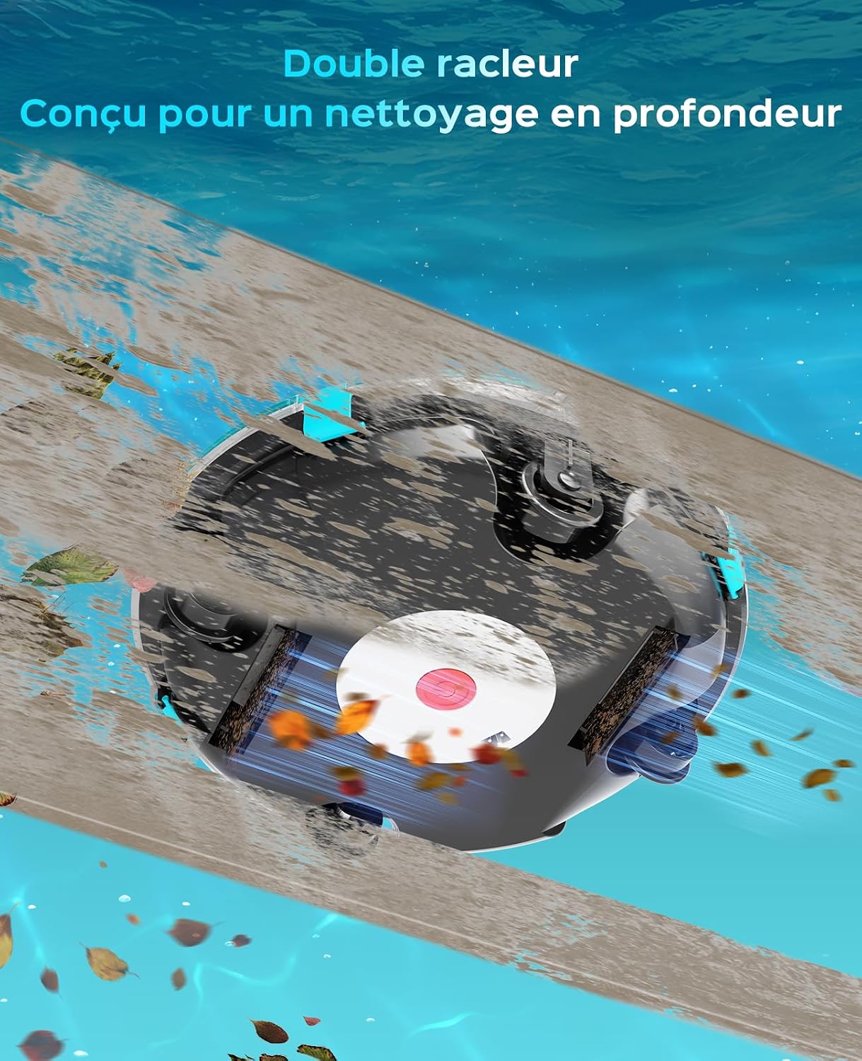 WINNY POOL CLEANER Winny 200P Robot Piscine, Aspirateur Piscine sans Fil avec Batterie, Autonomie 80 Min pour Piscines Hors-Sol 60m², Double Filtration,Stationnement Automatique(Noir-Bleu)