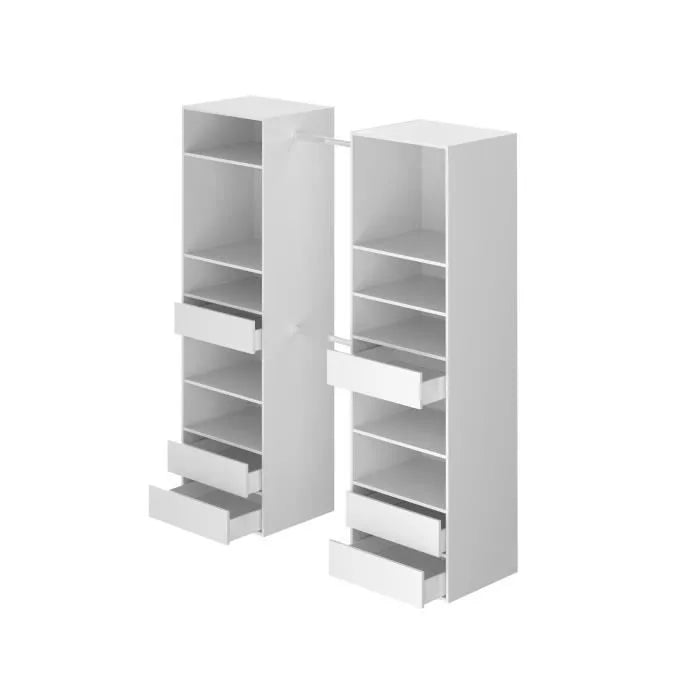 Kit Dressing 2 Colonnes 2 Penderies 6 Tiroirs Décor Blanc L 177 X P 48 H 200,2 Cm Combi Kit dressing