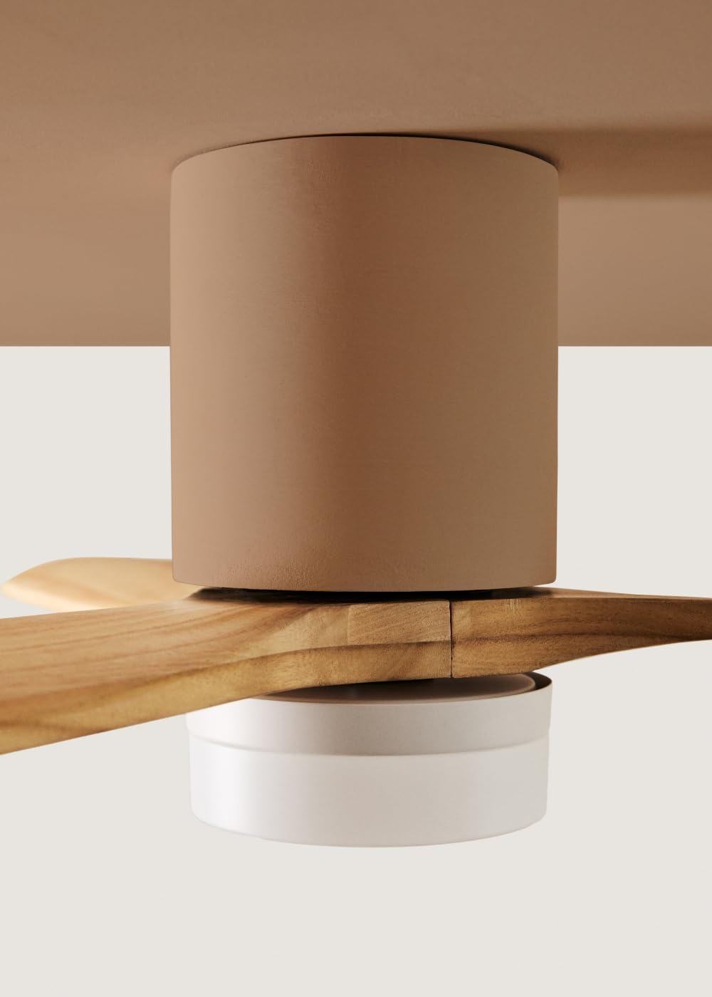 CREATE / WINDCALM CONCRETE/Ventilateur de plafond blanc bois clair avec télécommande / 40W, Carcasse en plâtre personnalisable, Ø132 cm, programmable, fonction été-hiver, lumière LED 3 températures