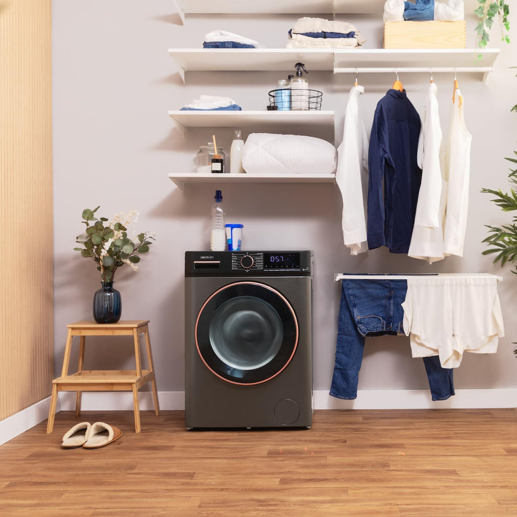 Cecotec Lave-linge 10Kg Bolero DressCode 10610 Inverter Steel A. Chargement Frontale, 1400 RPM, Steam Max, Motor Inverter Plus, 15 Programmes, OnSmart, Stop&Go, Caoutchouc Antibactérien, Drum Clean