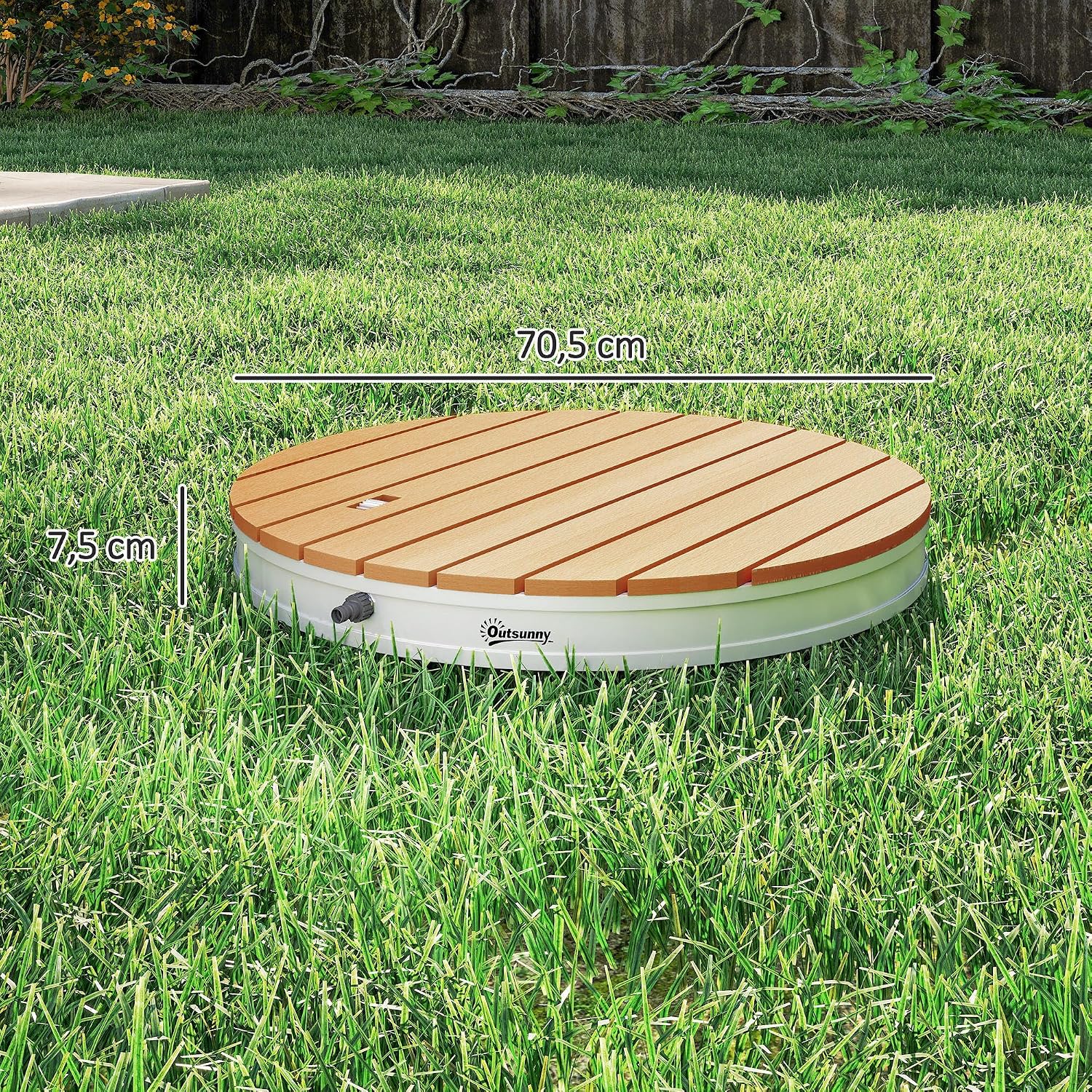 Outsunny Douche de Jardin extérieure Portable, Douche de Camping Hauteur de Fontaine réglable jusqu'à 4 m, Structure en Aluminium, résistante aux UV et au Gel pour Piscine, Plage et Spa. Ø 70,5 cm
