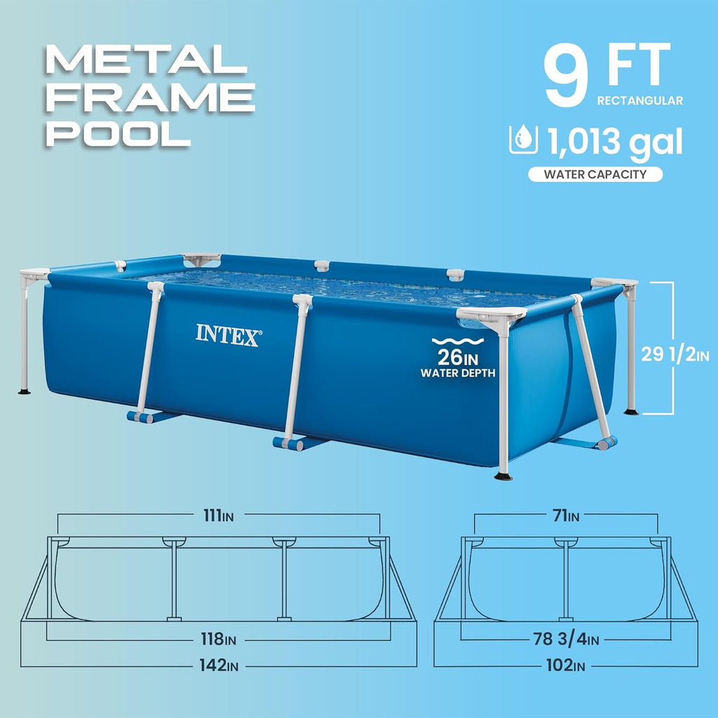 Intex - 28272NP - Piscine Metal Frame Junior rectangulaire Tubulaire (l) 3,00 x (l) 2,00 x (h) 0,75m