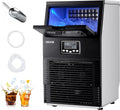 VEVOR Machine à Glaçons Commerciale 36 kg/24 h, Appareil de Préparation de Glaçons avec Capacité de Stockage de 5 kg, 32 Cubes par Cycle, avec Écran LED et Nettoyage Automatique, Restaurant Bar