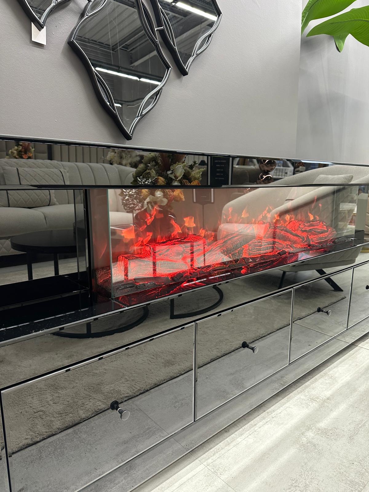 Cheminée Électrique Connectée 200 cm – Bluetooth Intégré – Design Contemporain