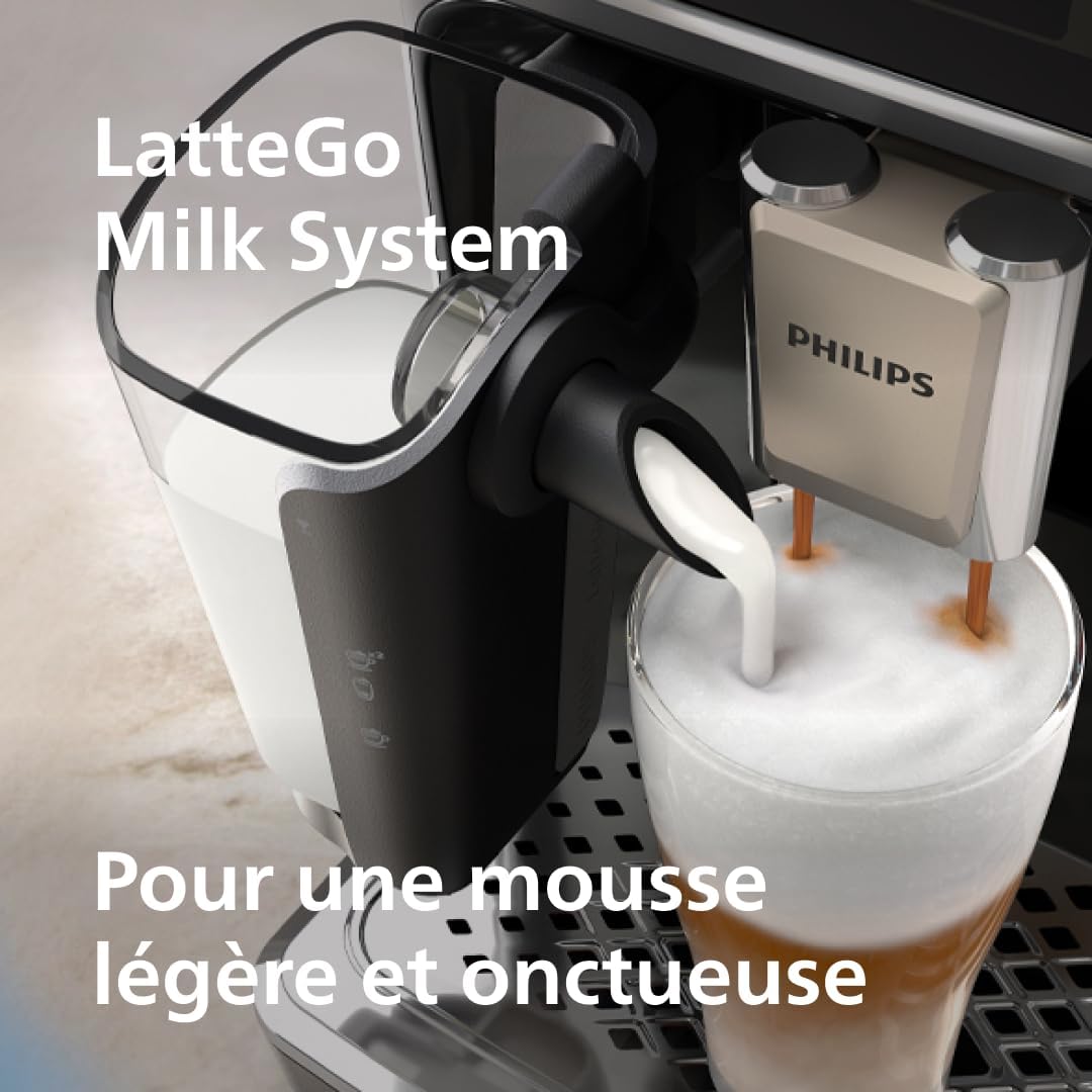 Expresso broyeur Série 5400 – 12 Spécialités de Café, Carafe LatteGo facile à nettoyer, Ecran intuitif, 4 Profils Utilisateur, Machine à café à grain Noir (EP5441/50)