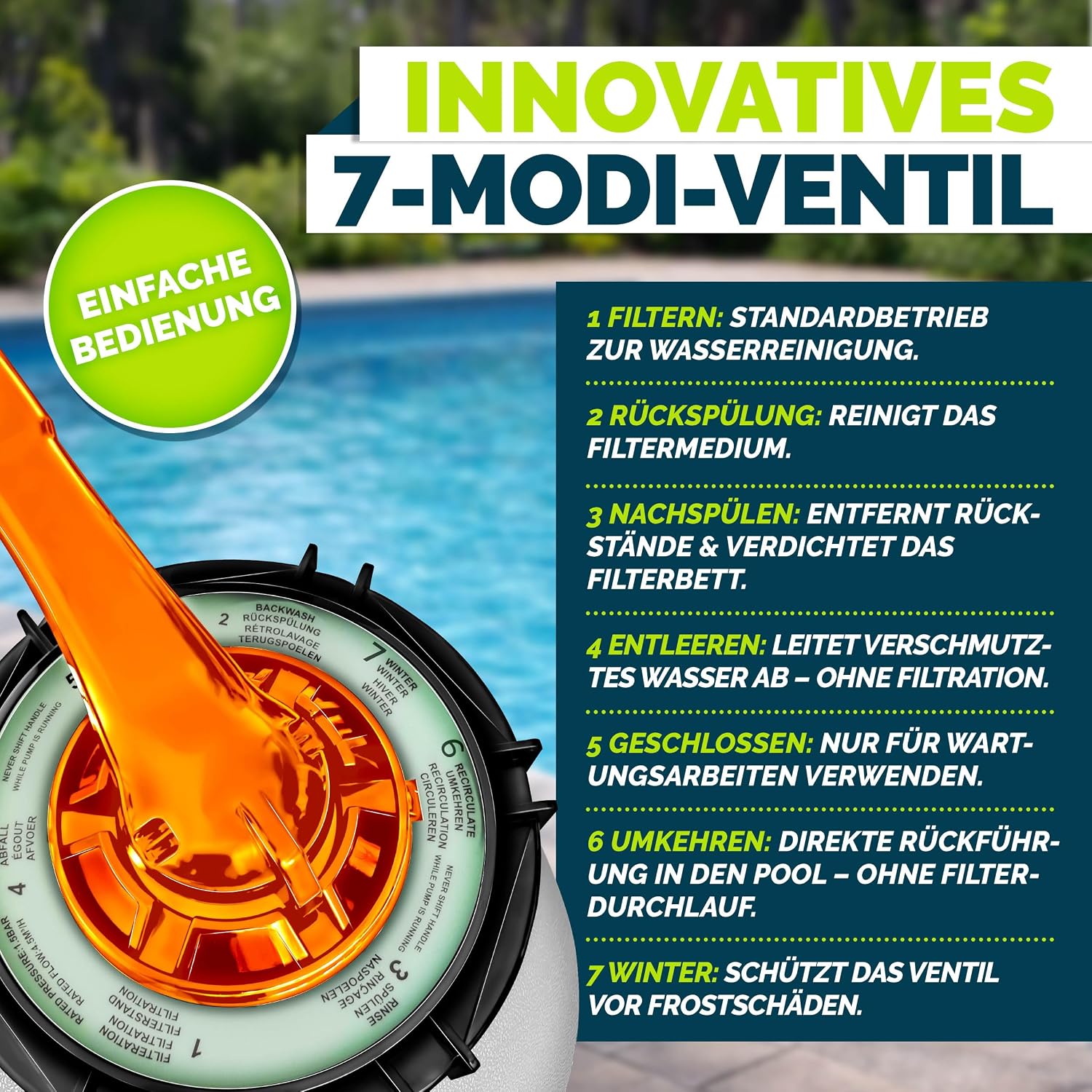 tillvex Système de Filtre à Sable 10 m³/h + 800g Boules de filtre – 7 Fonctions de Filtration | Filtre de Piscine avec indicateur de pression | Filtre à sable pour les bassins aquatiques & piscines