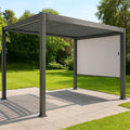 Pergola en Aluminium Gris avec Toit Réglable et Panneau Latéral 300x300 cm