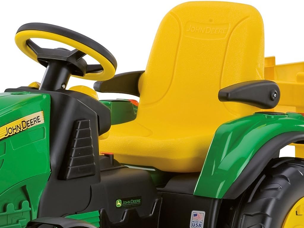 Peg Perego John Deere Ground Force 12V + remorque, vert/jaune, enfants
