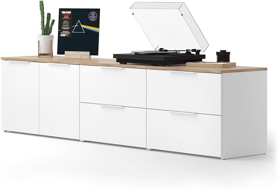 Vicco Meuble-paroi Wido, Blanc/Sonoma, 3 pièces