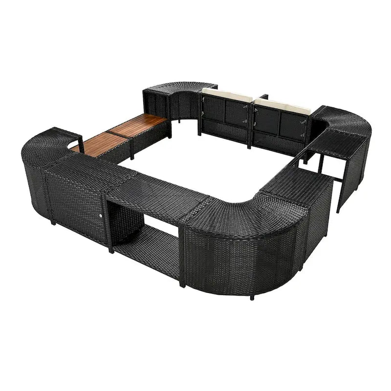 Spa Surround Spa Frame Quadrilateral Outdoor Rattan Sectional Sofa Set