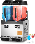 VEVOR Machine à Granité Commerciale 2x12 L Double Réservoir, Machine à Boissons Glacées en Inox de 96 Tasses, Distributeur de Boissons Frappées Granitas Margarita Smoothie, pour Restaurants Cafés Bars